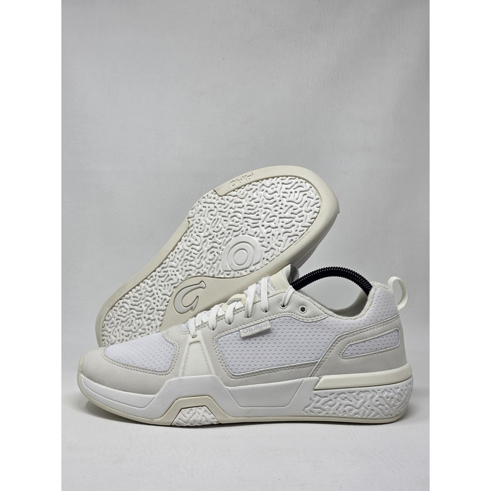 Olukai Anau Sneakers Size 10.5 Mens Bright White Leaf Casual Walking Shoes NEW